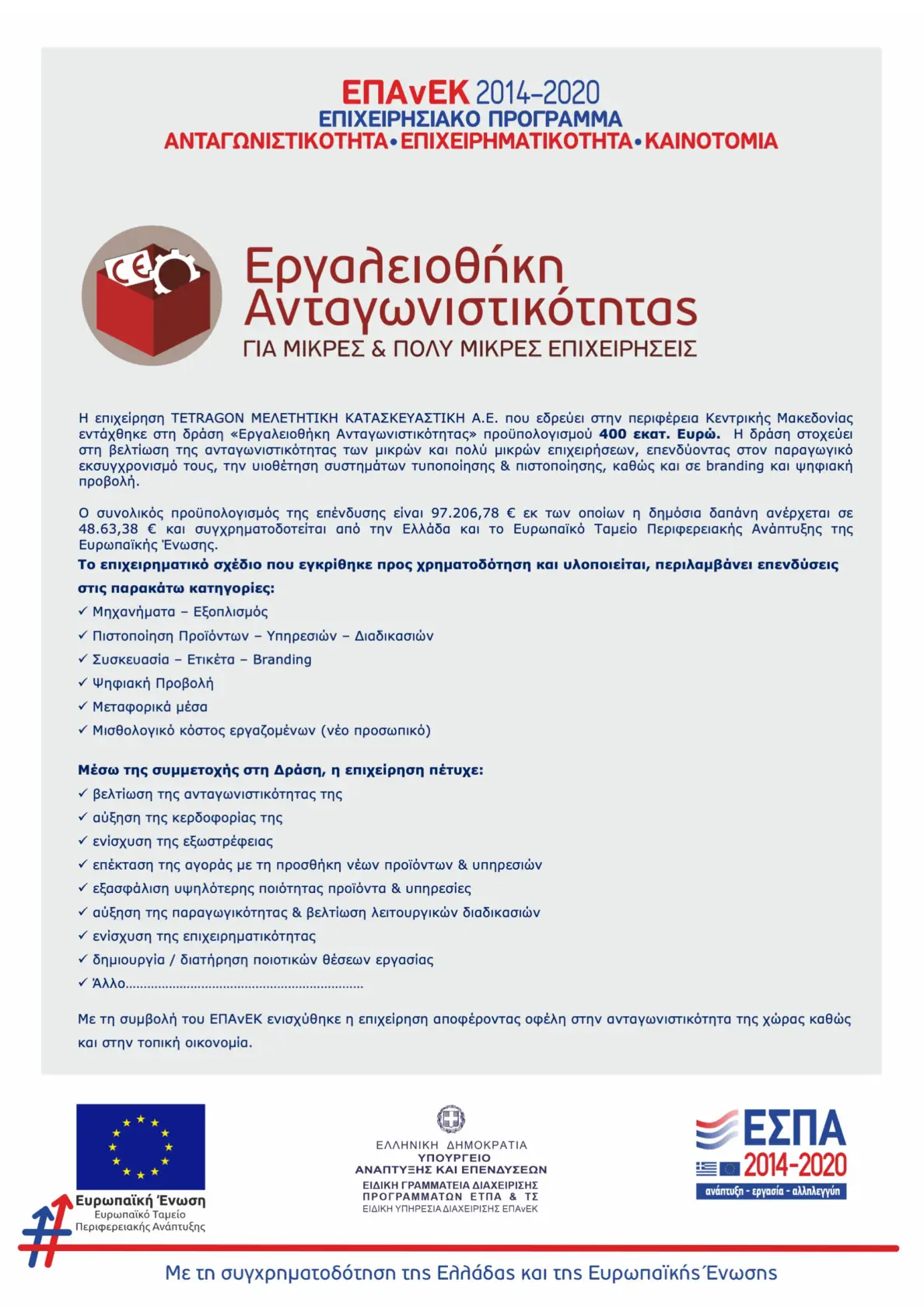 Αφίσα Εργαλειοθήκης Ανταγωνιστικότητας